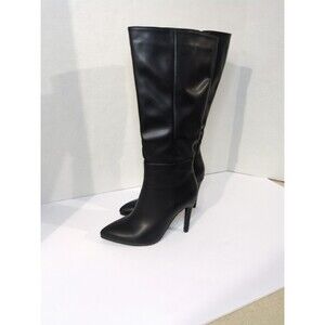 Sexy Black Tall 4in High Heel Boots Faux Leather Sultry Edgy Punk Chic Y2K